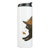 Stretching Black Cat – Witchy Autumn Classic T-Shi Thermosbeker (Gedraaid links)