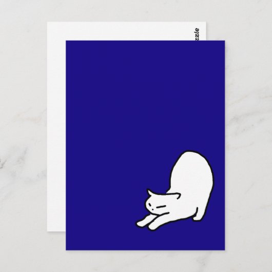 Stretching Cat Doodle op Blue Briefkaart (Voorkant / Achterkant)