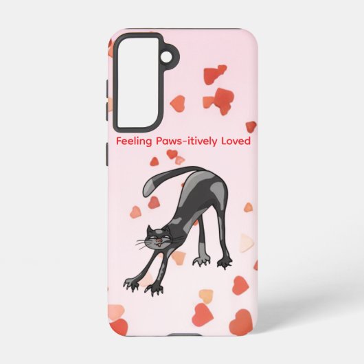 Stretching Cat Galaxy Case – Paws-itively Loved Samsung Galaxy Hoesje (Achterkant)