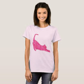 Stretching Cat Silhouette in Fuchsia Pink Batik T-shirt (Voorkant volledig)