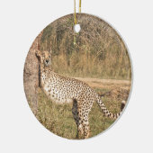 Stretching Cheetah Keramisch Ornament (Links)