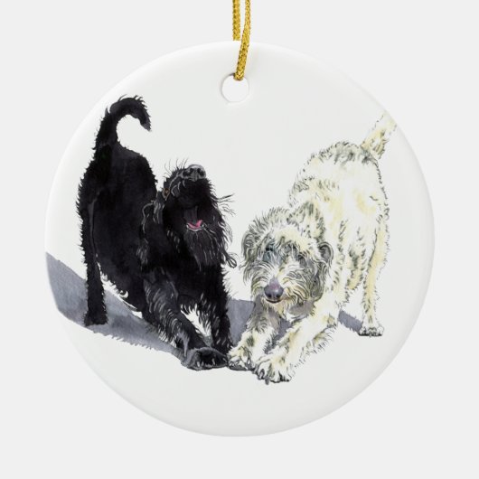 Stretching Labradoodles Keramisch Ornament (Voorkant)