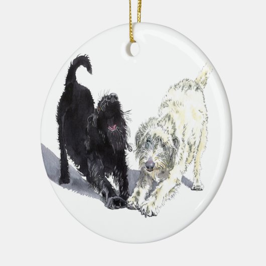 Stretching Labradoodles Keramisch Ornament (Links)
