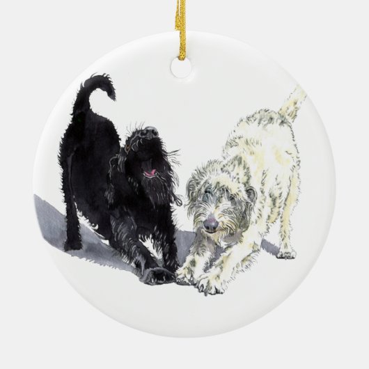 Stretching Labradoodles Keramisch Ornament (Achterkant)