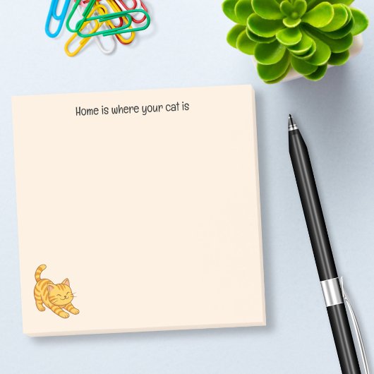 Stretching Orange Tabby Cat Beige Custom Text Post-it® Notes