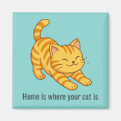 Stretching Orange Tabby Cat Green Custom Text Magneet (Voorkant)