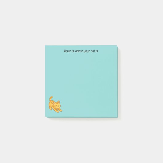 Stretching Orange Tabby Cat Green Custom Text Post-it® Notes (Voorkant)