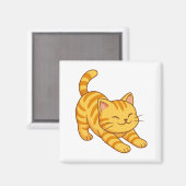 Stretching Orange Tabby Cat Magneet (Voorkant / Achterkant)