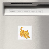 Stretching Orange Tabby Cat Magneet (Insitu (Vaatwasser))