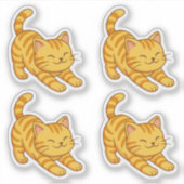 Stretching Orange Tabby Cat Set of 4 Sticker (Voorkant)