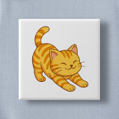 Stretching Orange Tabby Cat Vierkante Button 5,1 Cm