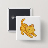 Stretching Orange Tabby Cat Vierkante Button 5,1 Cm (Voorkant /achterkant)