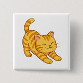 Stretching Orange Tabby Cat Vierkante Button 5,1 Cm (Voorkant)