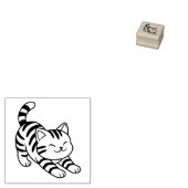 Stretching Tabby Cat 1x1 Rubberstempel (Gestempeld)