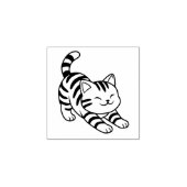 Stretching Tabby Cat 1x1 Rubberstempel (Afrduk)