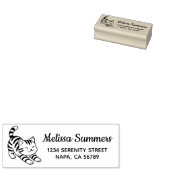 Stretching Tabby Cat Return Address Rubberstempel (Gestempeld)