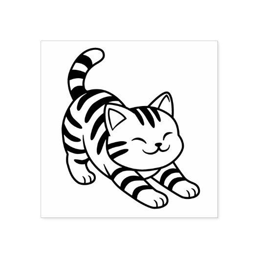 Stretching Tabby Cat Rubberstempel (Afrduk)
