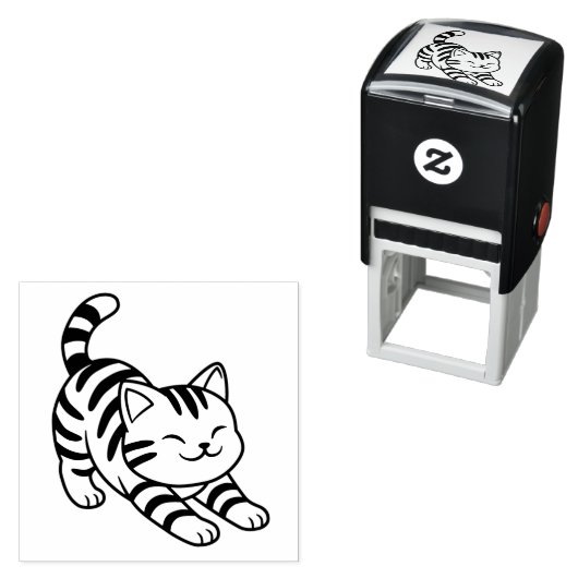 Stretching Tabby Cat Zelfinktende Stempel (In situ)