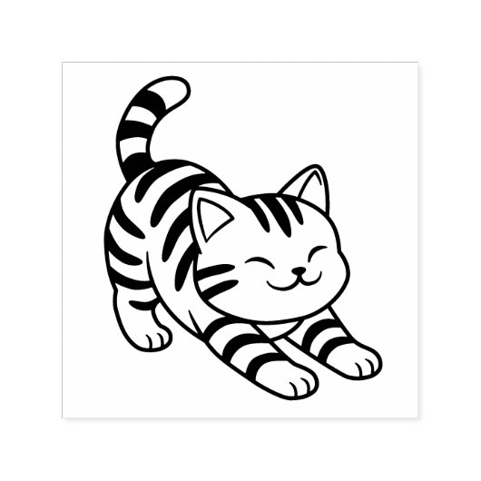 Stretching Tabby Cat Zelfinktende Stempel (Design)