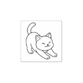 Stretching White Cat 1x1 Rubberstempel (Afrduk)