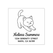 Stretching White Cat Address Rubberstempel (Afrduk)