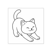 Stretching White Cat Rubberstempel (Afrduk)