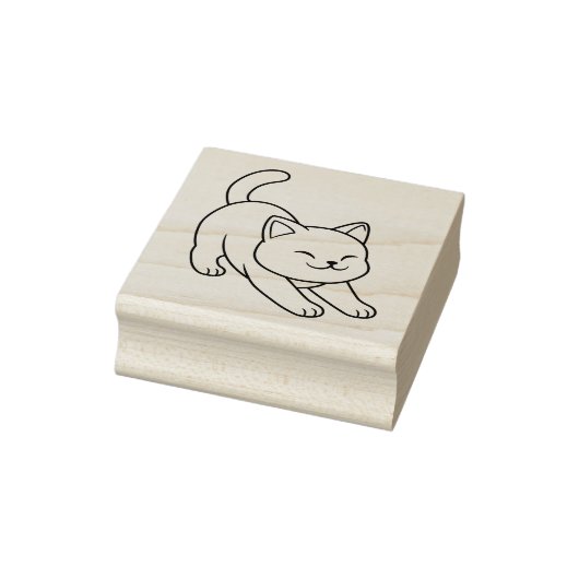 Stretching White Cat Rubberstempel (Stempel)