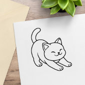 Stretching White Cat Rubberstempel
