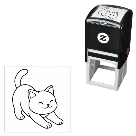 Stretching White Cat Zelfinktende Stempel (In situ)