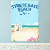 Strete Gate Beach Devon vintage-poster Canvas Afdruk (Insitu (Houten vloer))