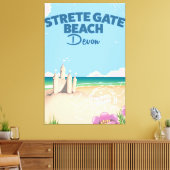 Strete Gate Beach Devon vintage-poster Canvas Afdruk (Insitu (Woonkamer))