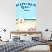 Strete Gate Beach Devon vintage-poster Canvas Afdruk (Insitu (Slaapkamer))