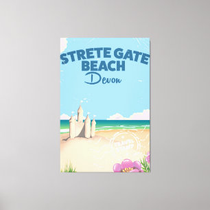 Strete Gate Beach Devon vintage reisposter Canvas Afdruk