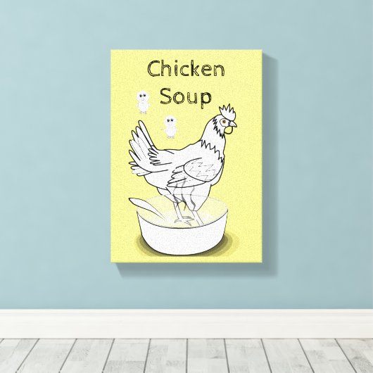 Strette Canvas Afdruk Gele Chicken Soup (Insitu (Houten vloer))