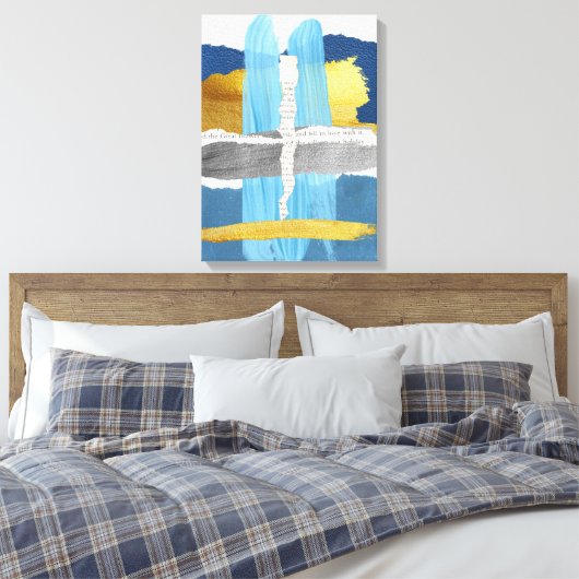 Strette Canvas Afdrukken Blauw Abstract goudinklag (Insitu (Slaapkamer))