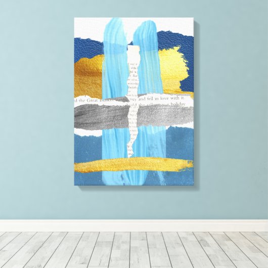 Strette Canvas Afdrukken Blauw Abstract goudinklag (Insitu (Houten vloer))