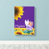 Strette Canvas Afdrukken Zonnebloem Engel Paars (Insitu (Houten vloer))