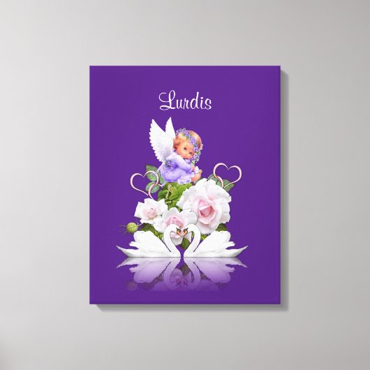 Strette Canvas print Angel White Swans Paars (Voorkant)