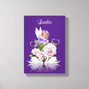 Strette Canvas print Angel White Swans Paars