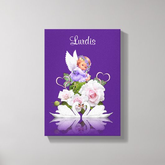 Strette Canvas print Angel White Swans Paars (Voorkant)