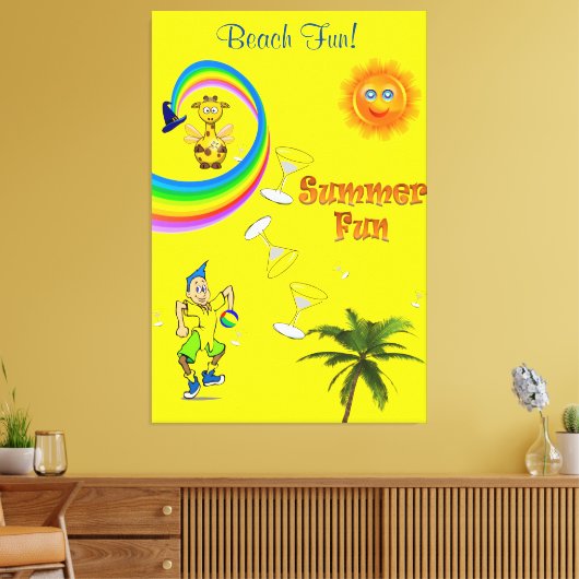 Strette Canvas printregenboogvlies palmstructuur (Insitu (Woonkamer))