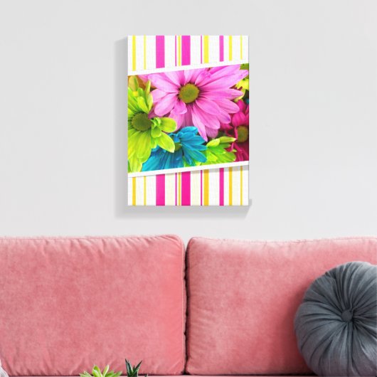 Stretted Canvas Print Moederdag Floral Stripe (Insitu (Woonkamer))