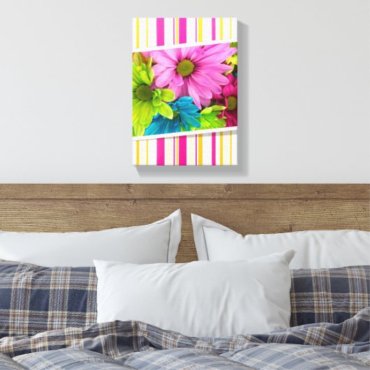 Stretted Canvas Print Moederdag Floral Stripe (Insitu (Slaapkamer))