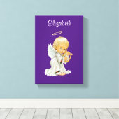 Stretted Canvas Print Paarse Angel (Insitu (Houten vloer))