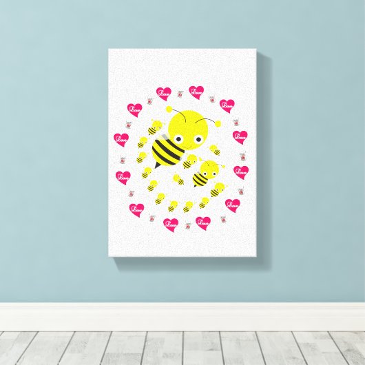 Stretted Canvas Print Valentijnsdag Bumblebee (Insitu (Houten vloer))