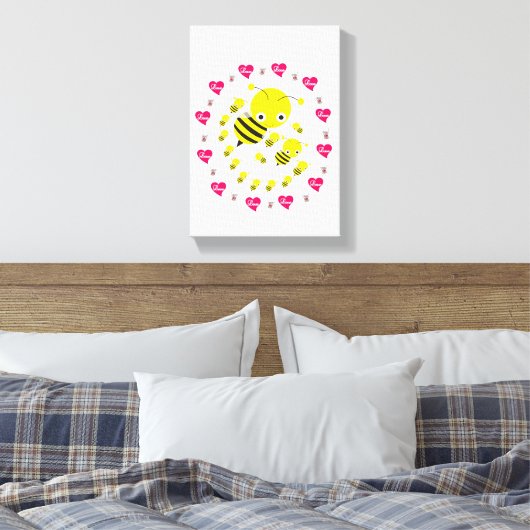 Stretted Canvas Print Valentijnsdag Bumblebee (Insitu (Slaapkamer))