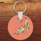 Stretting Cartoon Cat Sleutelhanger (Voorkant)