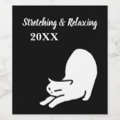Stretting Cat Doodle Wijn Etiket (Enkel label)