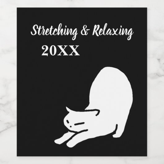 Stretting Cat Doodle Wijn Etiket (Enkel label)
