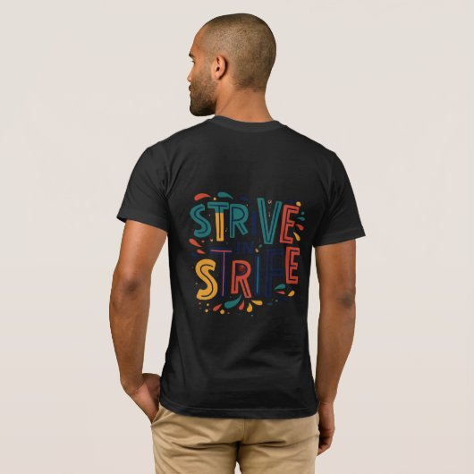 "Streven in strijd" Basic donker T-shirt (Achterkant volledig)